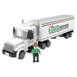 A Nova Brix toy 18-wheeler truck that says O'Reilly Auto Parts on the side.
